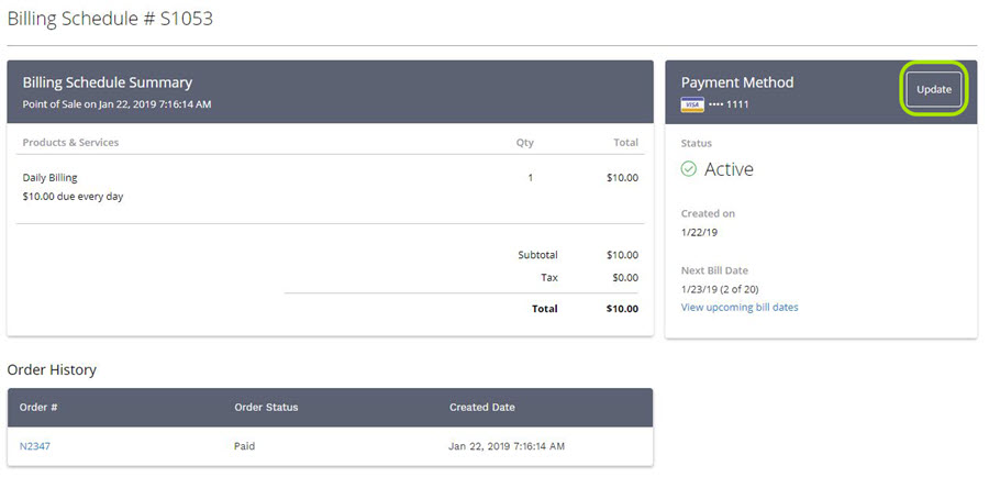 Billing Schedule Details